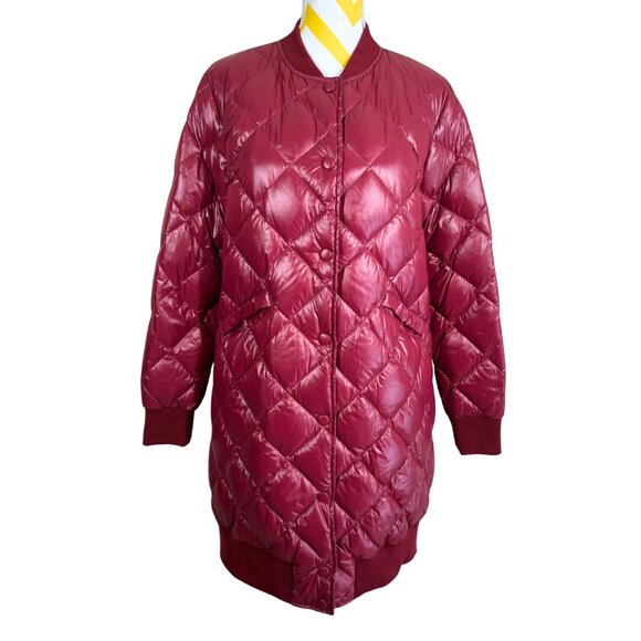 Jijil Jackets & Blazers - NWOT Jijil Quilted Down Puffer Coat • Burgundy • Size IT 42 / US 6